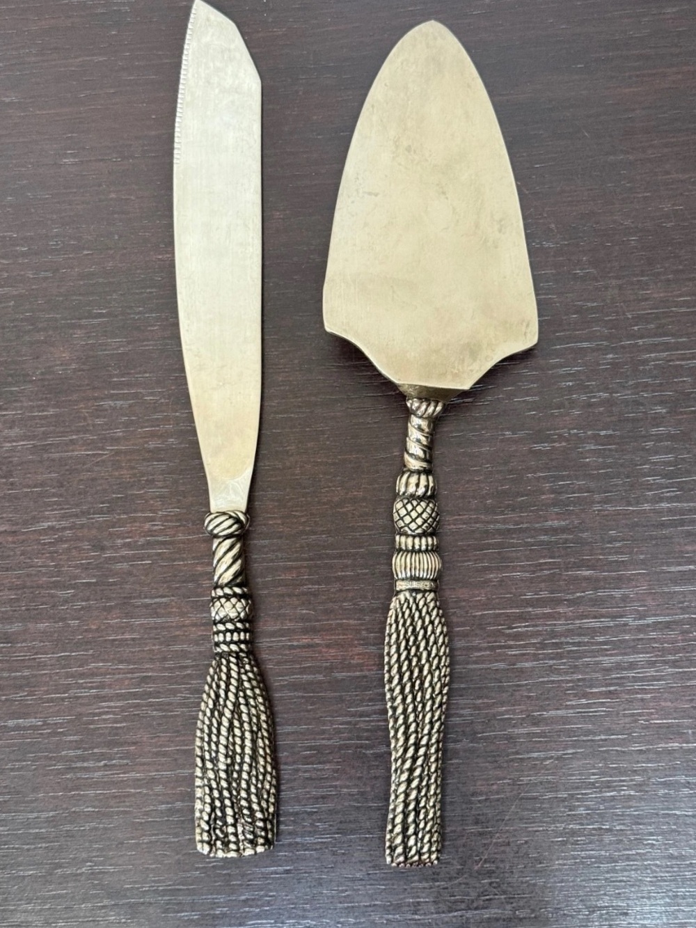 Sterling Silver Silea Cake Server and Knife Set Tassel mint condition.1920s/30's
